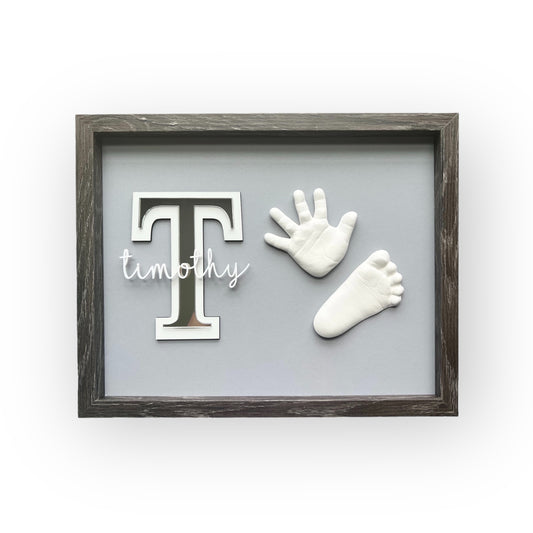 Framed casting kit with the name for baby 0-12 months