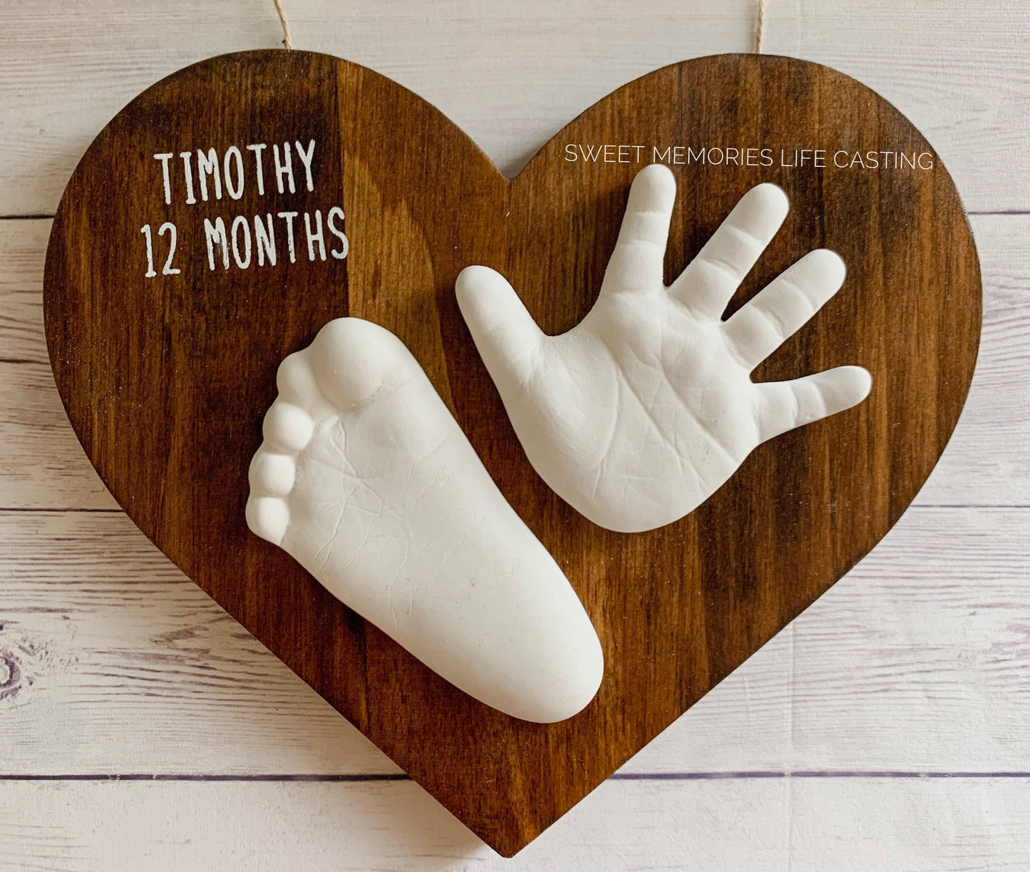 9" wooden heart plaque casting kit for baby 0-24 months
