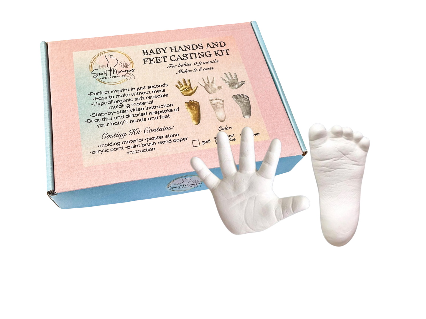 baby hands and feet casting kit pearl white