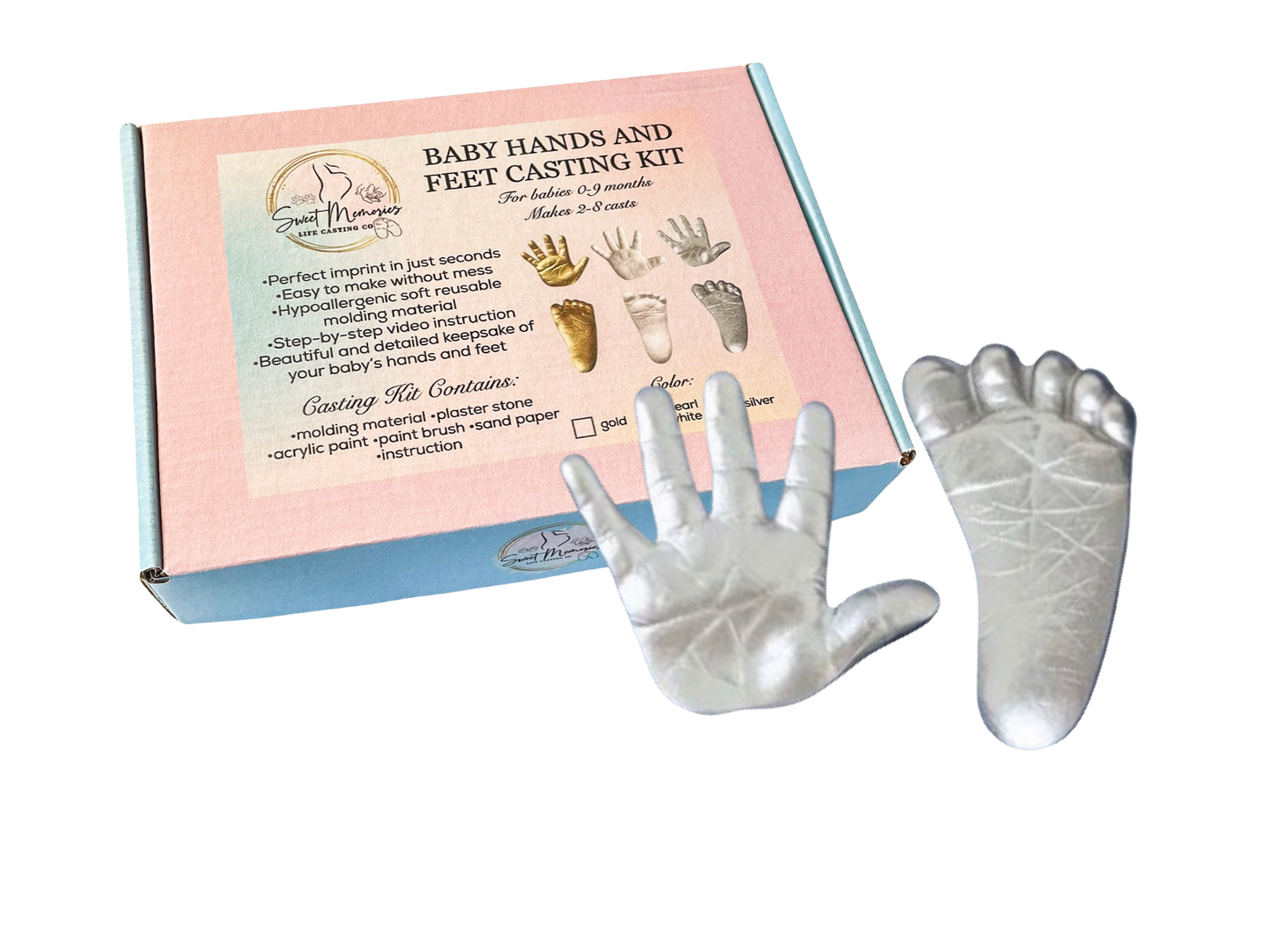 baby handprint and footprint kit silver
