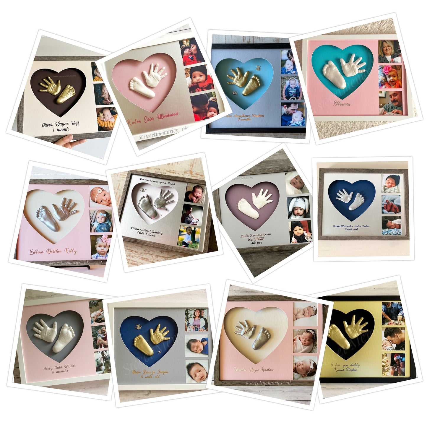 Heart frame with photos casting kit for baby 0-12 months